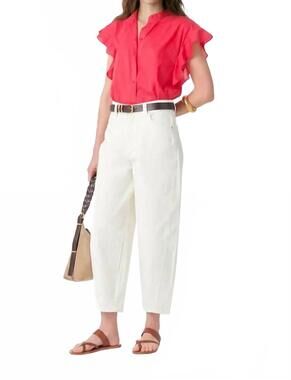NEW VANESSABRUNO ruffle sleeve button front top in fucshia